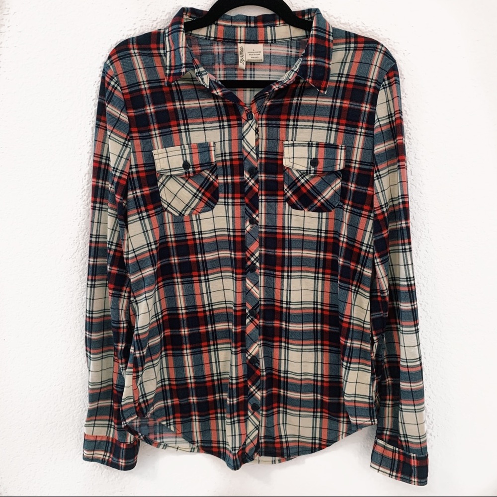 red & cream plaid flannel